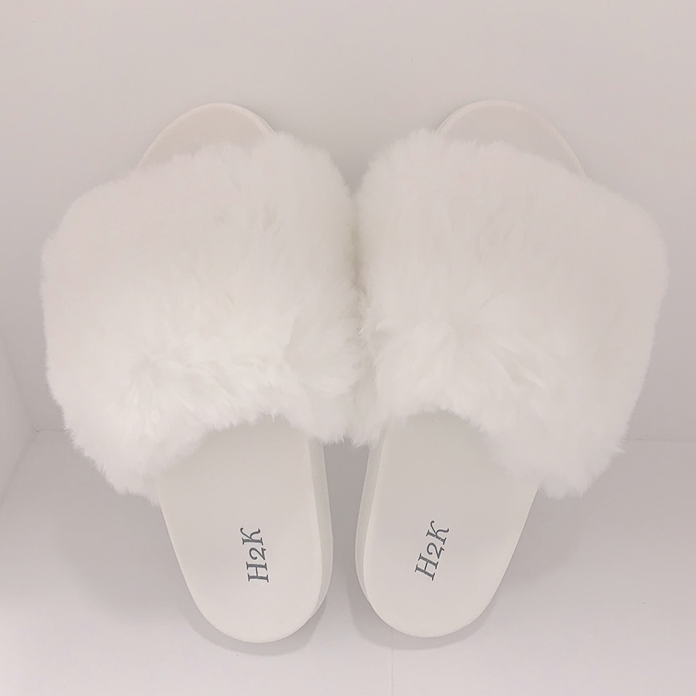 Woman fur slippers faux sandals indoor outdoor